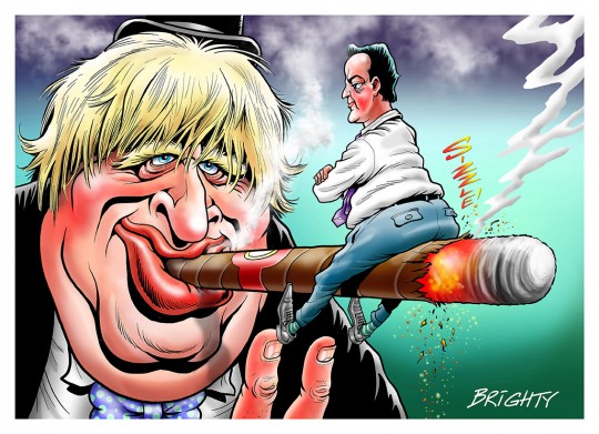 Boris Johnson with cigar and David Cameron on the cigar